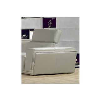Ensemble composé d'un canapé 3 places et d'un fauteuil en cuir italien DIVIN, gris foncé, Gris clair