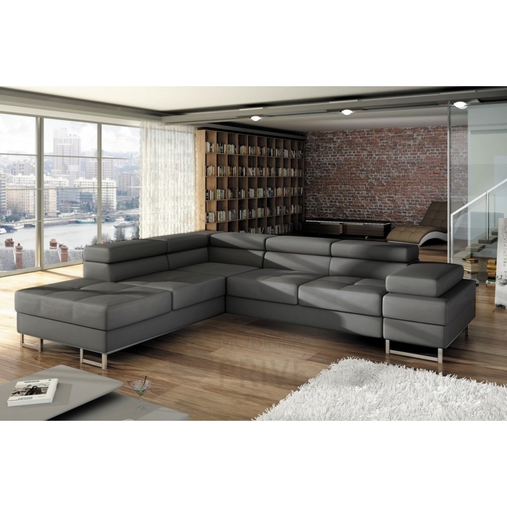 Canapé d'angle convertible TURIN en simili cuir de qualité, gris foncé, 5/6 places, angle gauche Canapé d'angle convertible TURIN en simili cuir de qualité, gris foncé, 5/6 places, angle gauche