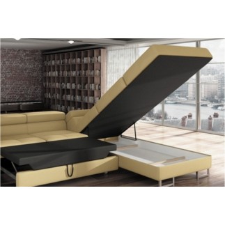 Canapé d'angle convertible TURIN en simili cuir de qualité, noir, 5/6 places, angle droit