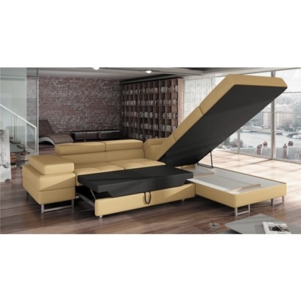 Canapé d'angle convertible TURIN en simili cuir de qualité, perosonnalisé, Personnalisé, 5/6 places, angle droit