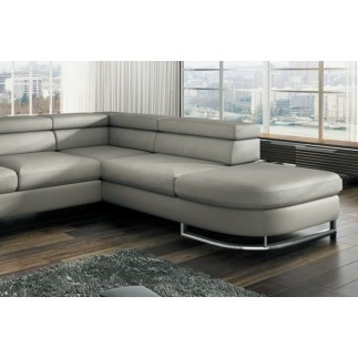 Canapé d'angle convertible ISLANDA en simili cuir de qualité, crème, 5/6 places, angle droit