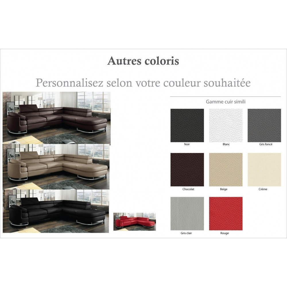 Canapé d'angle convertible ISLANDA en simili cuir de qualité, personnalisé, 5/6 places, angle droit Canapé d'angle convertible ISLANDA en simili cuir de qualité, personnalisé, 5/6 places, angle droit