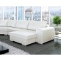 Canapé d'angle convertible ASTORE en simili cuir de qualité, blanc, 7/8 places, angle gauche