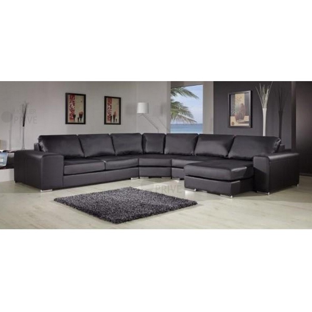 Canapé d'angle convertible ASTORE en simili cuir de qualité, noir, 7/8 places, angle gauche Canapé d'angle convertible ASTORE en simili cuir de qualité, noir, 7/8 places, angle gauche
