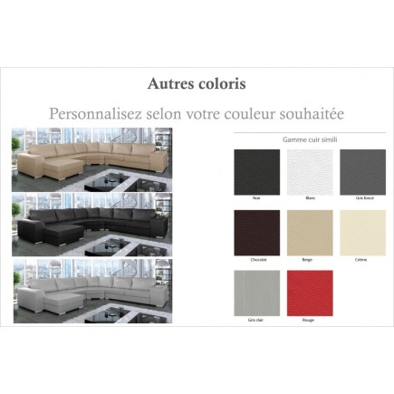 Canapé d'angle convertible ASTORE en simili cuir de qualité, personnalisé