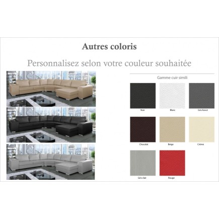 Canapé d'angle convertible ASTORE en simili cuir de qualité, personnalisé