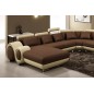 Canapé d'angle en cuir italien 8 places CARLTON, chocolat et beige, angle droit Canapé d'angle en cuir italien 8 places CARLTON, chocolat et beige, angle droit