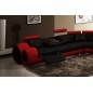 Canapé d'angle en cuir italien 8 places CARLTON, noir et rouge, angle gauche Canapé d'angle en cuir italien 8 places CARLTON, noir et rouge, angle gauche