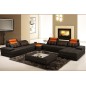 Canapé d'angle en cuir italien 7/8 places NORWAY, noir / orange, angle gauche Canapé d'angle en cuir italien 7/8 places NORWAY, noir / orange, angle gauche