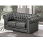 Canapé 3 places en cuir italien CHESTERFIELD, gris foncé Canapé 3 places en cuir italien CHESTERFIELD, gris foncé