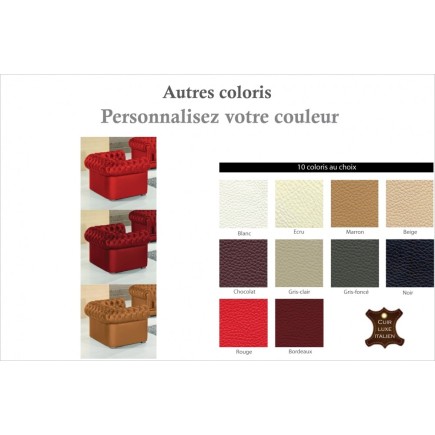 Fauteuil 1 place en cuir italien CHESTERFIELD, personnalisé