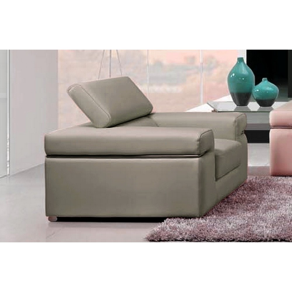 Fauteuil 1 place en cuir italien ALONSO, gris clair Fauteuil 1 place en cuir italien ALONSO, gris clair