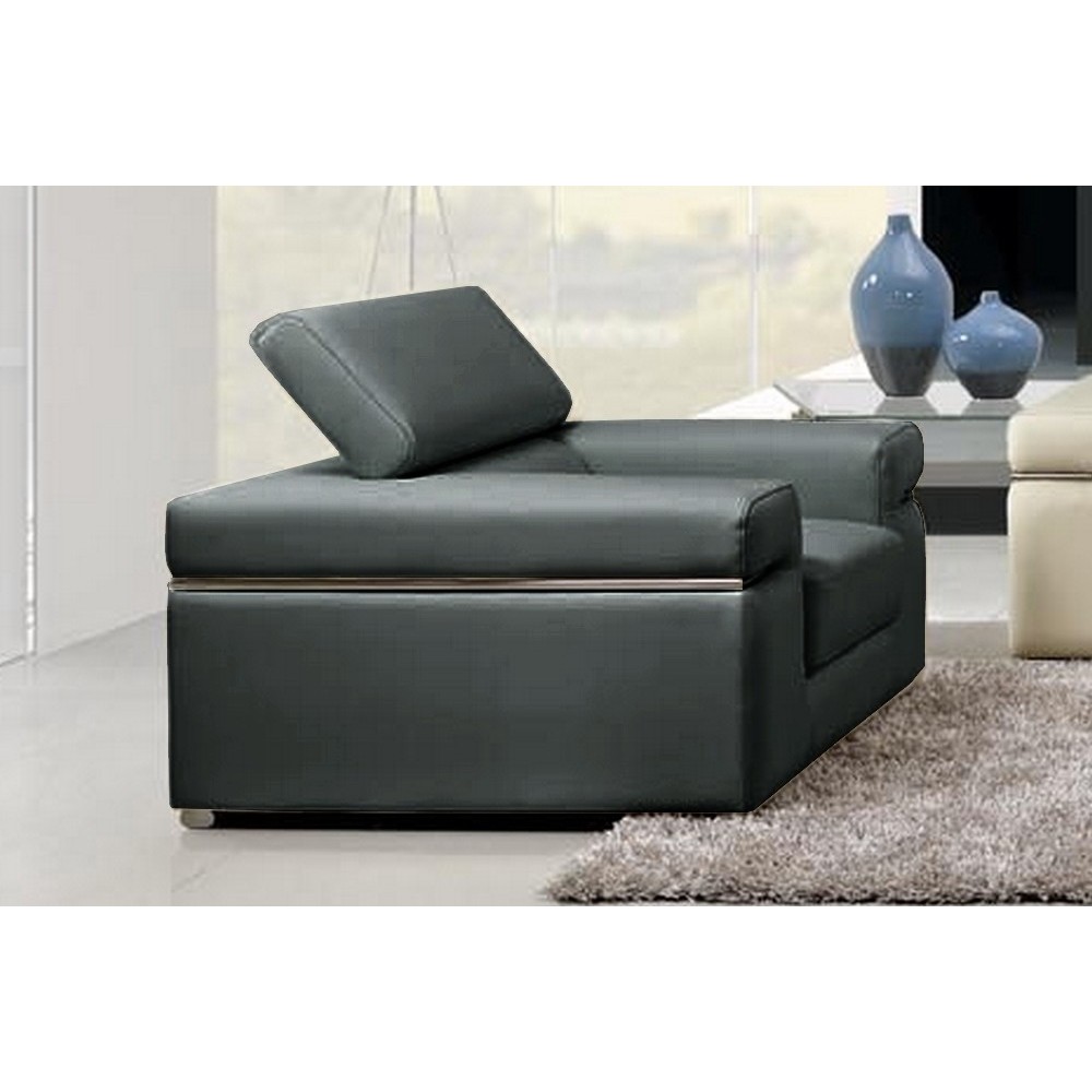 Fauteuil 1 place en cuir italien ALONSO, gris foncé Fauteuil 1 place en cuir italien ALONSO, gris foncé