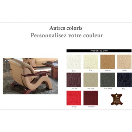 Fauteuil 1 place en cuir supérieur luxe haut de gamme italien TENTATION, couleur personnalisée