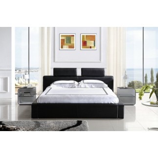 Lit design en cuir italien de luxe BELIO, noir