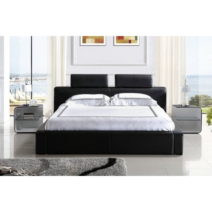 Lit design en cuir italien de luxe BELIO, noir, 160x200