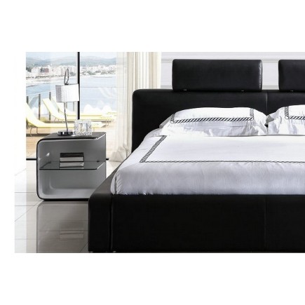 Lit design en cuir italien de luxe BELIO, noir, 180x200