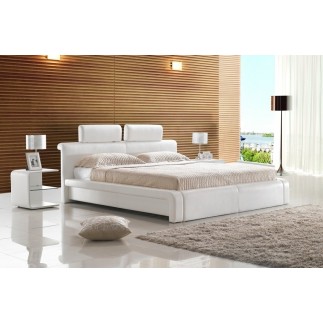 Lit design en cuir italien de luxe BELIO, blanc, 140x190