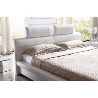 Lit design en cuir italien de luxe BELIO, blanc