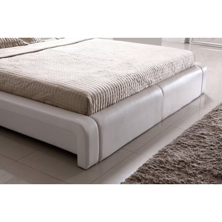 Lit design en cuir italien de luxe BELIO, blanc, 160x200