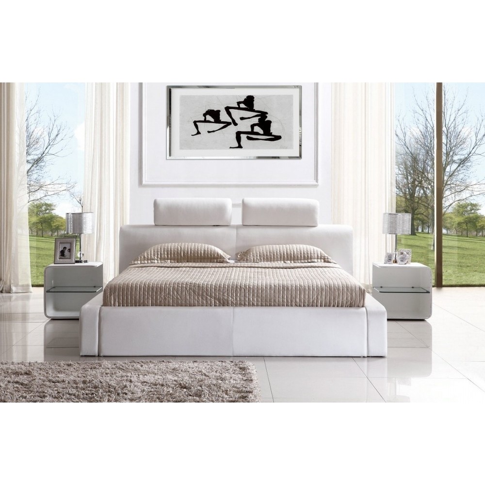 Lit design en cuir italien de luxe BELIO, blanc, 180x200 Lit design en cuir italien de luxe BELIO, blanc, 180x200