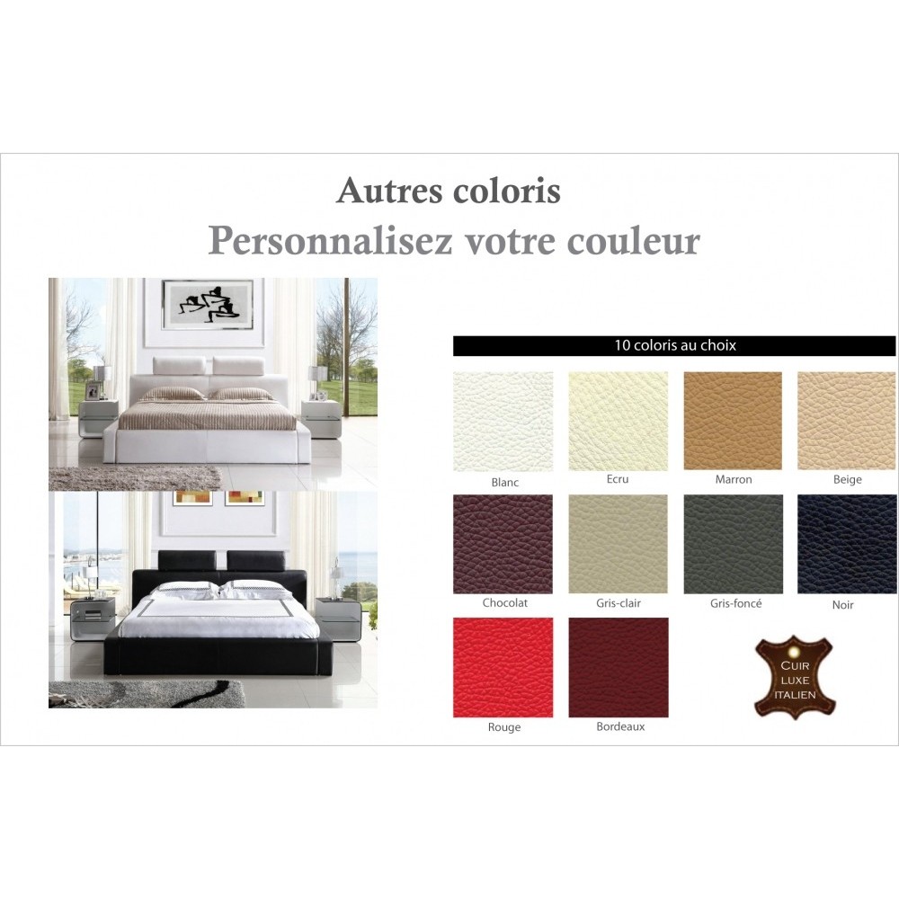 Lit design en cuir italien de luxe BELIO, couleur personnalisée, 180x200 Lit design en cuir italien de luxe BELIO, couleur personnalisée, 180x200