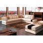 Canapé d'angle en cuir italien 6/7 places RIVA, blanc et beige, angle droit Canapé d'angle en cuir italien 6/7 places RIVA, blanc et beige, angle droit