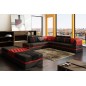 Canapé d'angle en cuir italien 6/7 places RIVA, noir et rouge, angle gauche Canapé d'angle en cuir italien 6/7 places RIVA, noir et rouge, angle gauche