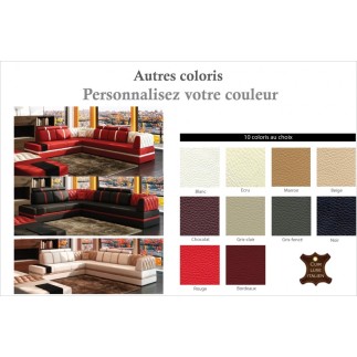 Canapé d'angle en cuir italien 6/7 places RIVA, couleur personnalisée