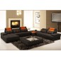 Canapé d'angle en cuir italien 7/8 places NORWAY, noir / orange, angle droit Canapé d'angle en cuir italien 7/8 places NORWAY, noir / orange, angle droit