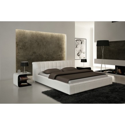 Lit design en cuir italien de luxe SMILEY, blanc