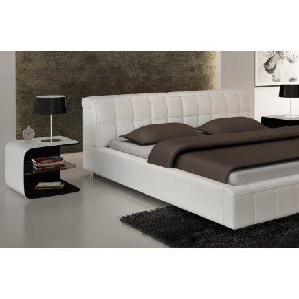 Lit design en cuir italien de luxe SMILEY, blanc, 180x200