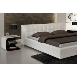 Lit contemporain design en cuir italien de luxe SMILEY, blanc, 160X200
