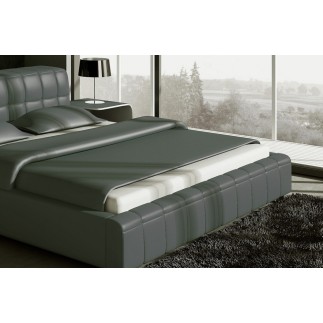 Lit design en cuir italien de luxe SMILEY, gris foncé, 140x190