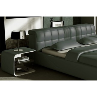 Lit design en cuir italien de luxe SMILEY, gris foncé