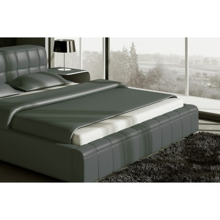 Lit design en cuir italien de luxe SMILEY, gris foncé, 180x200