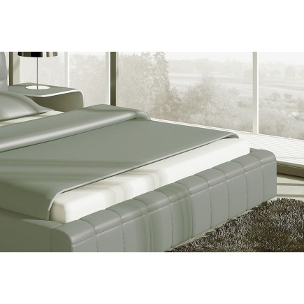 Lit design en cuir italien de luxe SMILEY, gris clair, 160x200