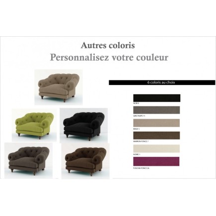 Fauteuil 1 place en tissu de qualité CHAMBORD, couleur personnalisée