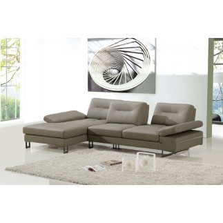 Canapé d'angle en cuir italien 5 places LOUNGE, gris pastel