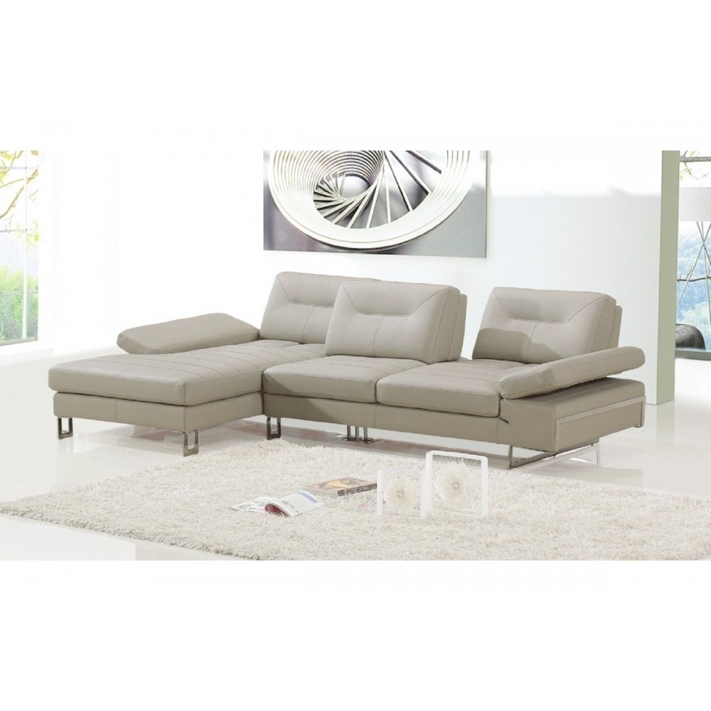 Canapé d'angle en cuir italien 5 places LOUNGE, beige, angle gauche Canapé d'angle en cuir italien 5 places LOUNGE, beige, angle gauche