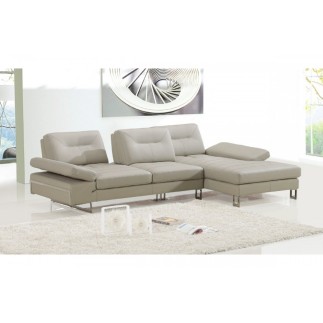 Canapé d'angle en cuir italien 5 places LOUNGE, beige
