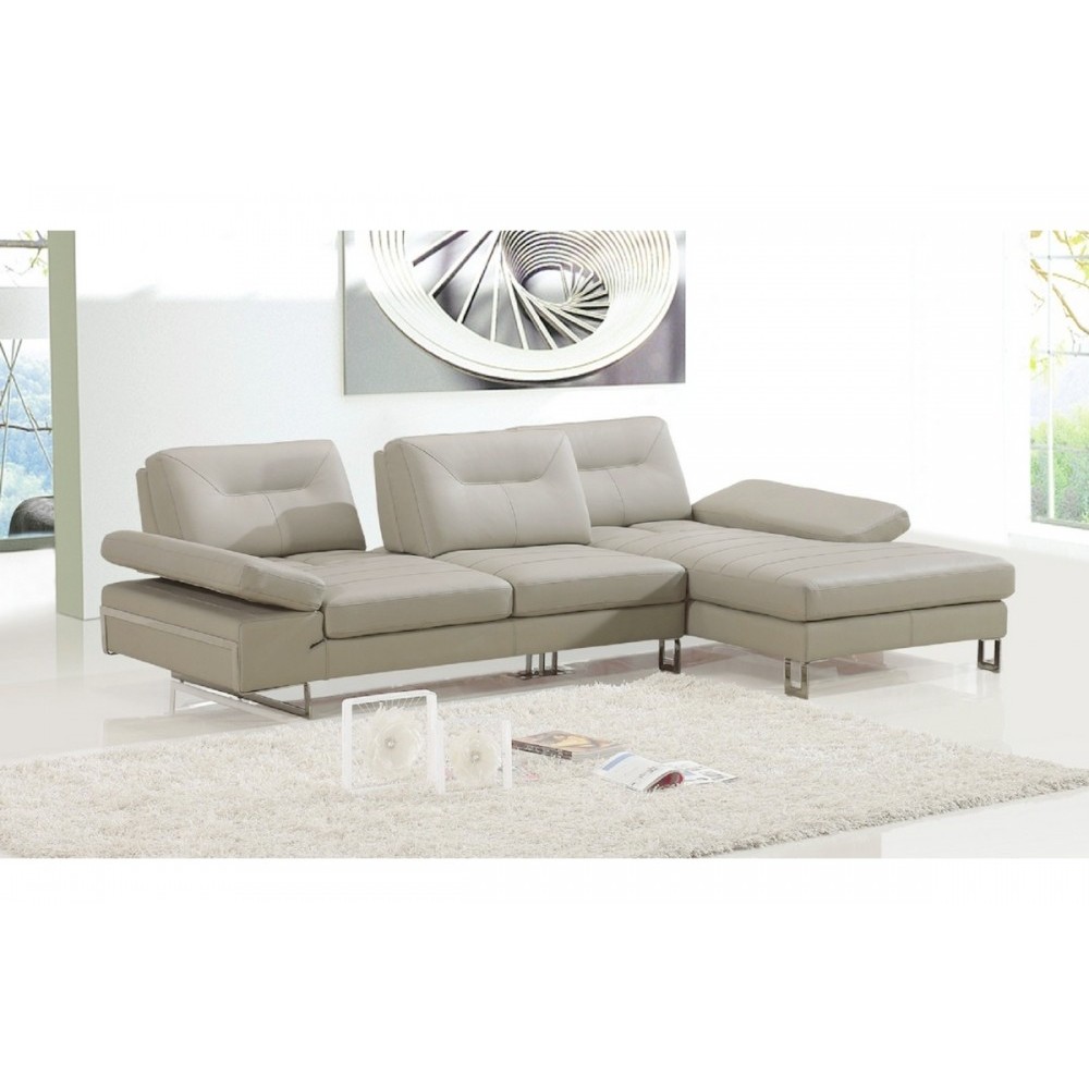 Canapé d'angle en cuir italien 5 places LOUNGE, beige, angle droit Canapé d'angle en cuir italien 5 places LOUNGE, beige, angle droit