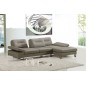 Canapé d'angle en cuir italien 5 places LOUNGE, gris pastel, angle droit Canapé d'angle en cuir italien 5 places LOUNGE, gris pastel, angle droit