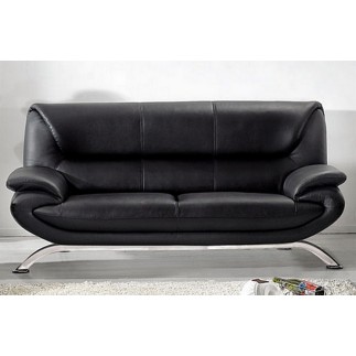 Ensemble composé d'un canapé 3 places et d'un canapé 2 places et d'un fauteuil en cuir prestige luxe italien PASSY, noir