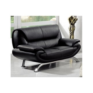 Ensemble composé d'un canapé 3 places et d'un canapé 2 places et d'un fauteuil en cuir prestige luxe italien PASSY, noir