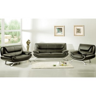 Ensemble composé d'un canapé 3 places et d'un canapé 2 places et d'un fauteuil en cuir prestige luxe italien PASSY, couleur pers