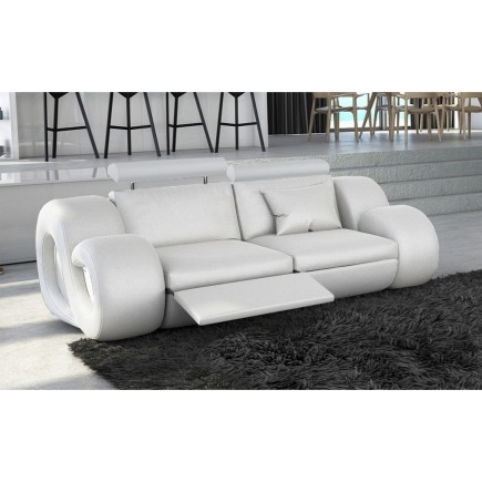 Canapé 2 places en cuir supérieur luxe haut de gamme italien MONRELAX, blanc