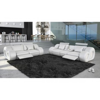 Canapé 2 places en cuir supérieur luxe haut de gamme italien MONRELAX, blanc