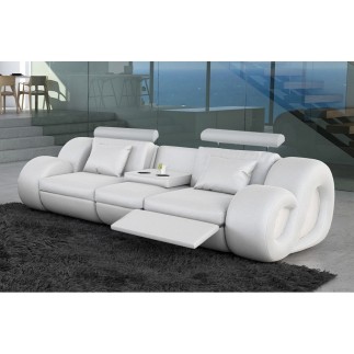 Canapé 3 places en cuir supérieur luxe haut de gamme italien MONRELAX, blanc