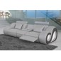 Canapé 3 places en cuir supérieur luxe haut de gamme italien MONRELAX, gris clair et noir Canapé 3 places en cuir supérieur luxe haut de gamme italien MONRELAX, gris clair et noir